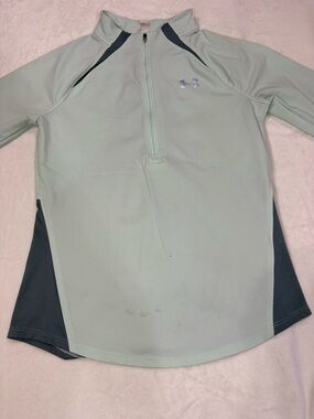 Under Armour Women's Light Mint Green Half-Zip Pullover with Dark Gray Panels